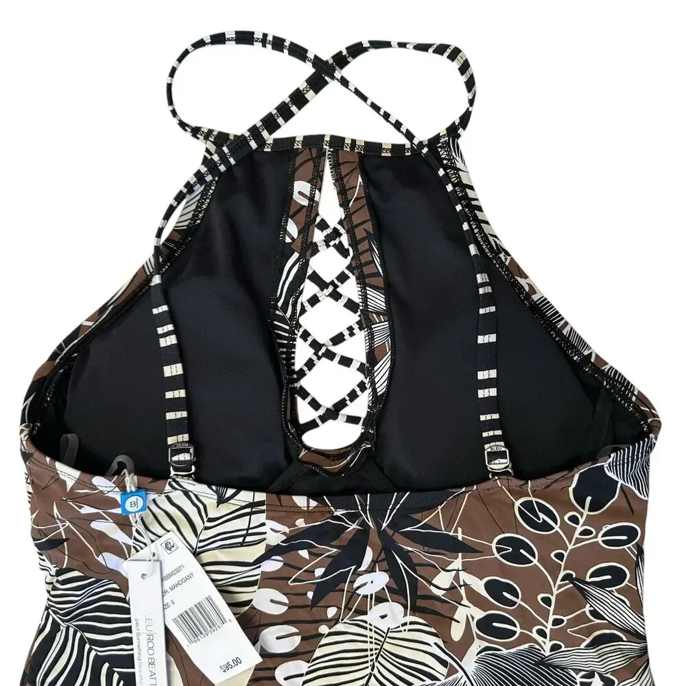 NWT Bleu by Rod Beattie Bold Moves Tankini Swim Top Mahogany Size 6